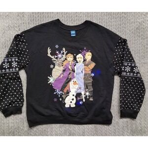 Disney Frozen 2 Sweatshirt Black Light Up Elsa Anna Olaf Kristoff Sven Sz‎ 3XL